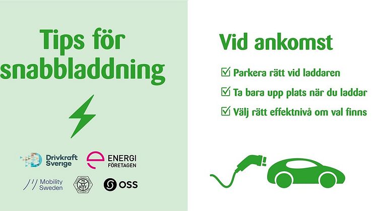 Tre av nio tips för snabbladdning