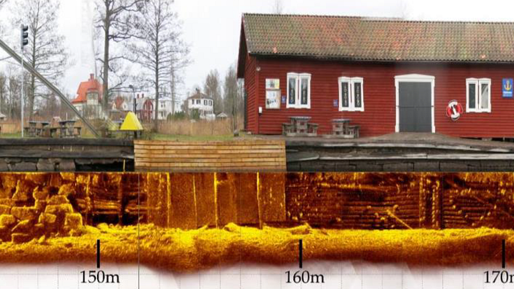 Skadorna på kajen i Forsvik i genomskärning. 