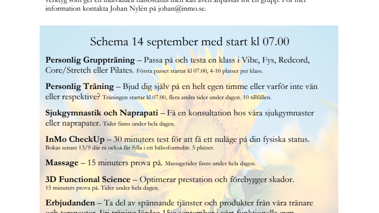 Inbjudan Öppet hus InMo Medveten Träning