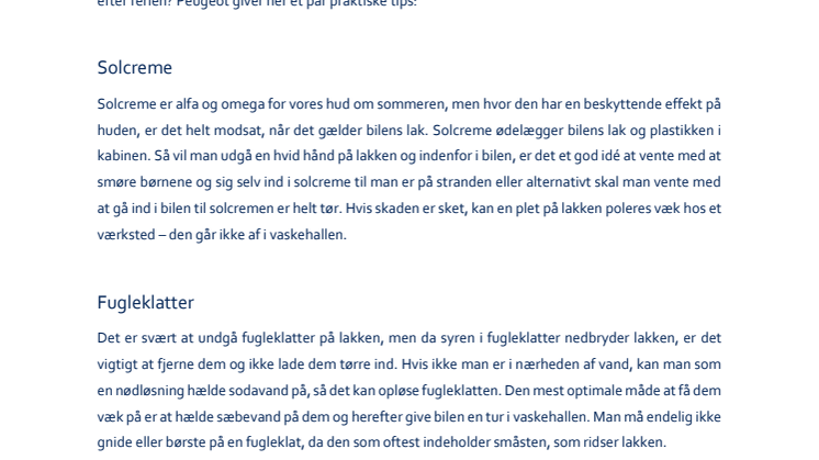 Peugeot giver sommertips til din bil