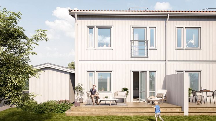 Brf Lövängen - 3D-bild av baksidan