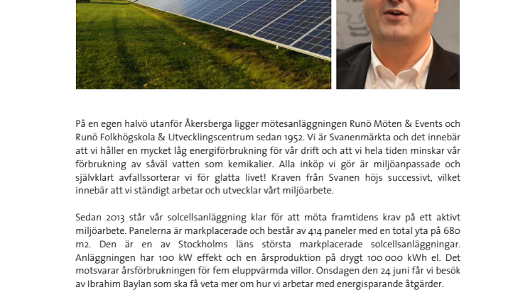 Ibrahim Baylan besöker Runös solcellsanläggning