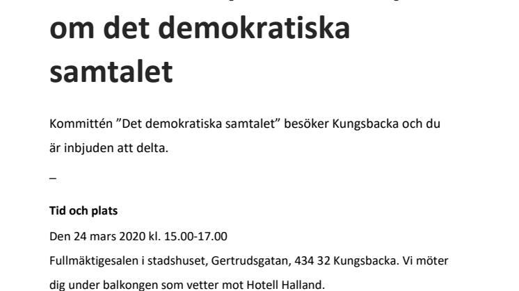 Välkommen på workshop om det demokratiska samtalet