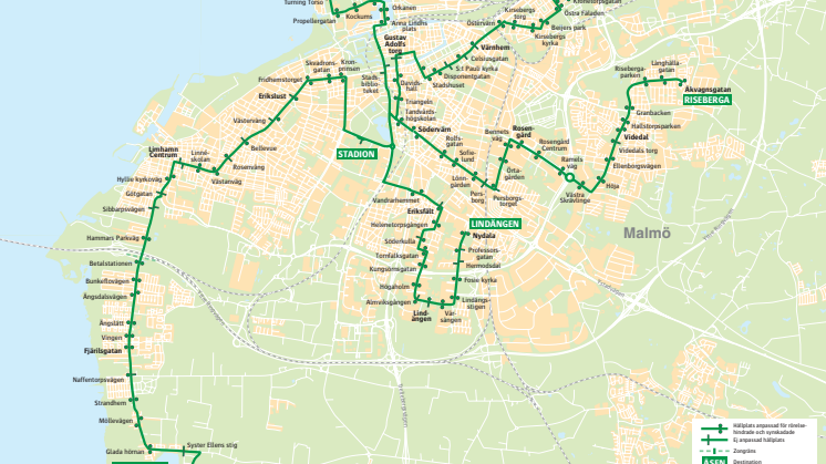 Linje 84 Malmö linjekarta
