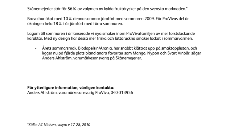 Bravo och ProViva har släckt törsten i sommar