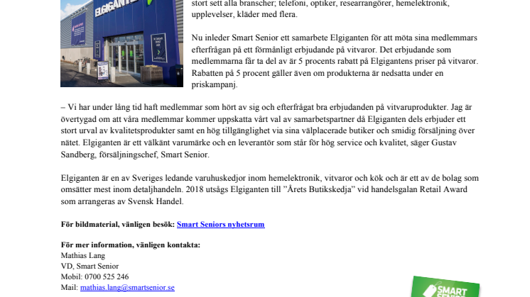 Smart Senior inleder samarbete med Elgiganten