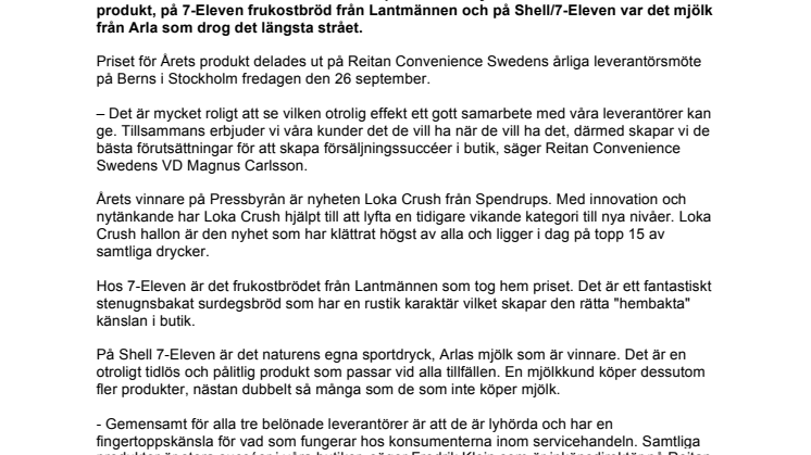 Mjölk, frukostbröd och Loka Crush blev årets produkter hos Reitan 2014