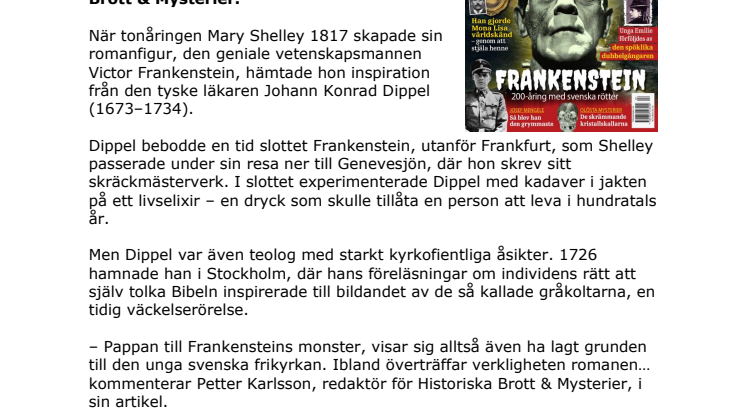 Pressmeddelande HBM Frankenstein 2017-1016