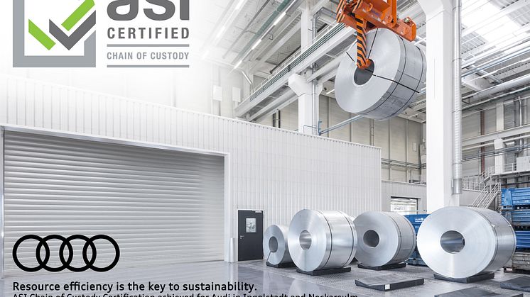 Som den første bilproducent tildeles Audi ”Chain of Custody”-certifikat fra Aluminium Stewardship Initiative