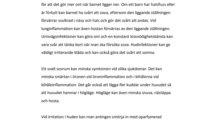 Sömnstörningar hos barn med infektioner
