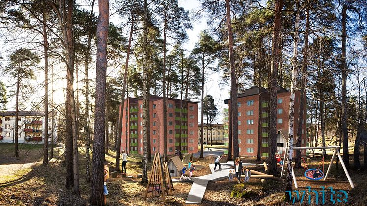 På Skallberget, Västerås, byggs 64 nya hyresrätter med start våren 2020.