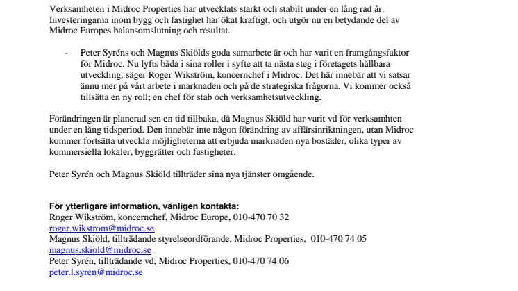 Ny vd i Midroc Properties