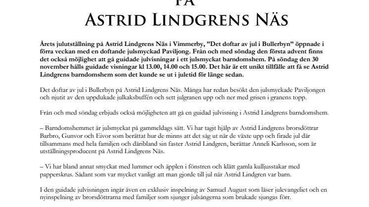 Julsmyckat i barndomshemmet på Astrid Lindgrens Näs