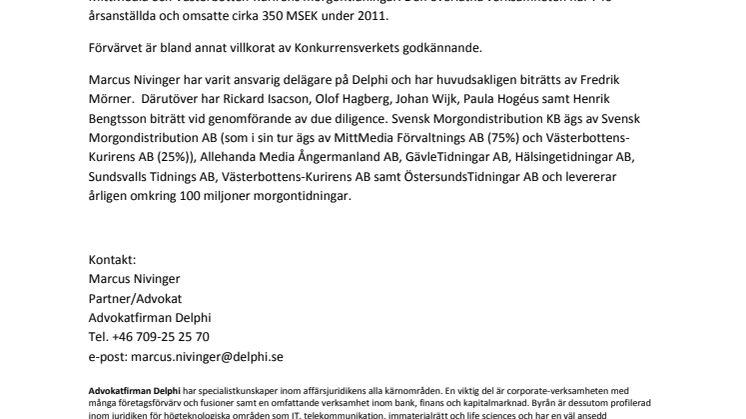 Delphi har biträtt PostNord-koncernen vid förvärv 