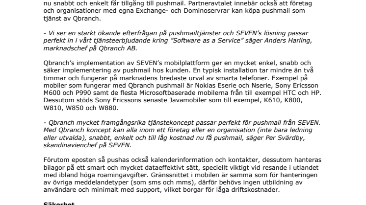 QBRANCH ERBJUDER PUSHMAIL ”POWERED BY SEVEN” 