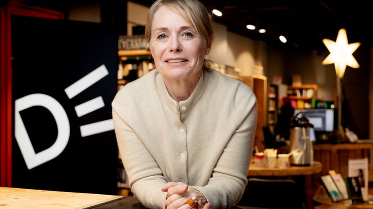 Biblioteksjef Merete Lie er storfornøyd med årets utlånsrekord. Foto: Agnete Brun