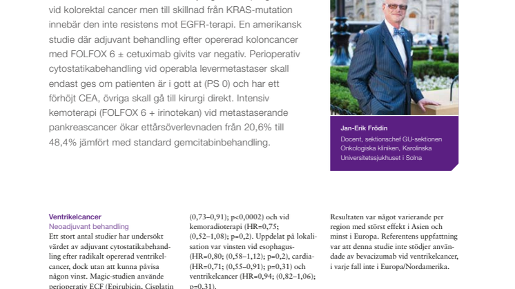 Gastrointestinal cancer - docent Jan-Erik Frödin rapporterar från ASCO 2010