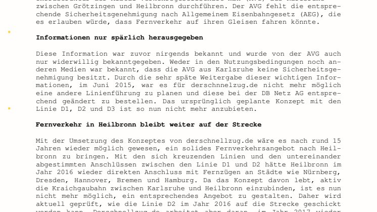 Pressemitteilung 2015/003 - AVG verhindert Linie D2 zum Jahresfahrplan 2016