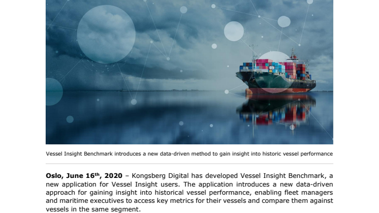 Kongsberg Digital launches new benchmarking application on Vessel Insight