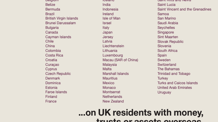 Over 90 jurisdictions will soon be sharing financial information with us...