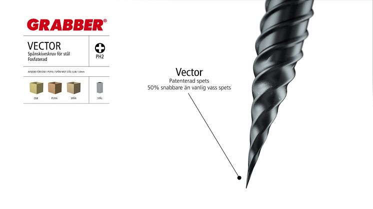 Grabber® ”Vector” – ny revolutionerande skruv med specialutformad spets