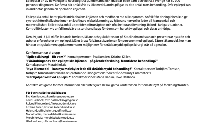 Internationell epilepsikongress i Stockholm!