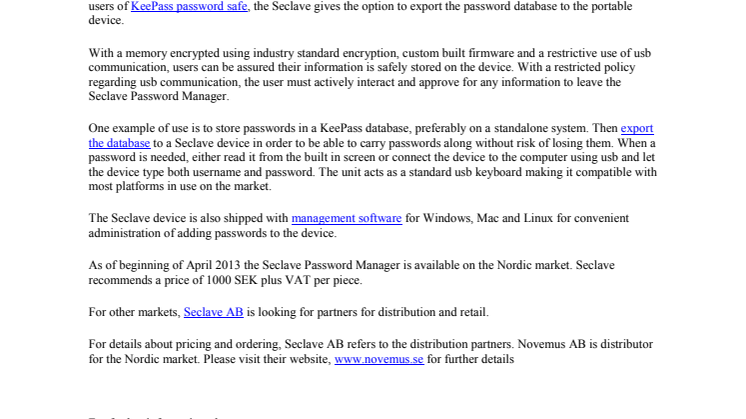 Seclave password manager released