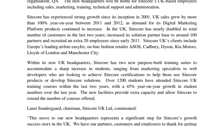 Full steam ahead for Sitecore UK as expansion sees move to new London offices at St Katharine Docks