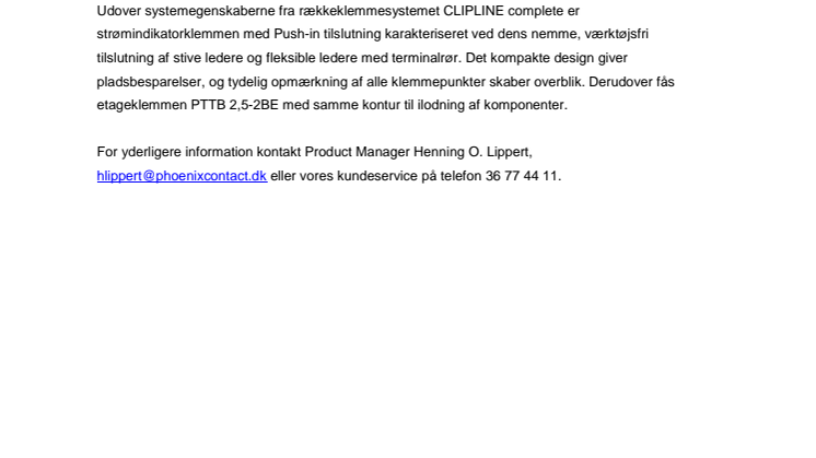 Strømindikatorklemme med Push-in tilslutning