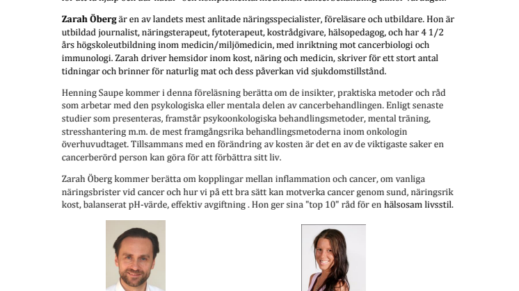 Komplimentär cancerbehandling, psykoonkologi och kost