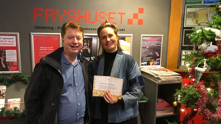 David Arnesson, Tf VD för Calluna AB och Linda Nyqvist, Partner- och företagsansvarig på Fryshuset Stockholm. 