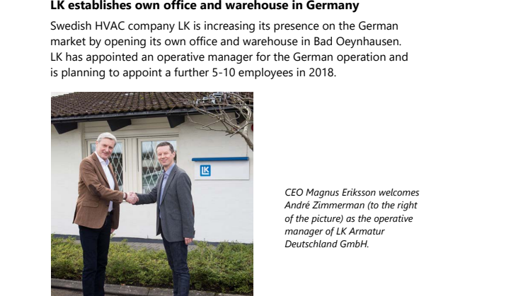 LK establishes own office and warehouse in Germany