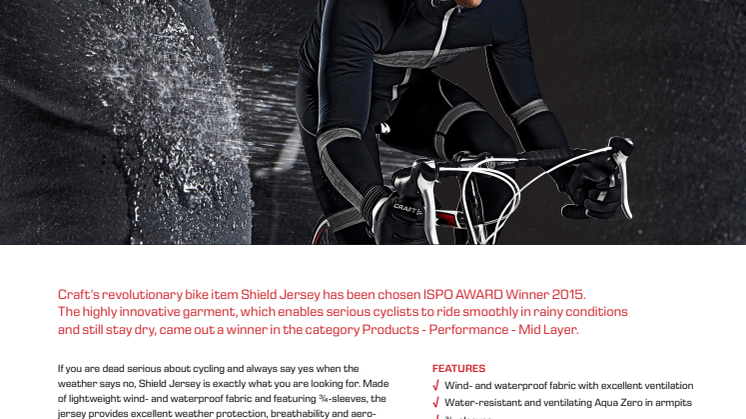 CRAFT SHIELD JERSEY: ISPO AWARD WINNER!
