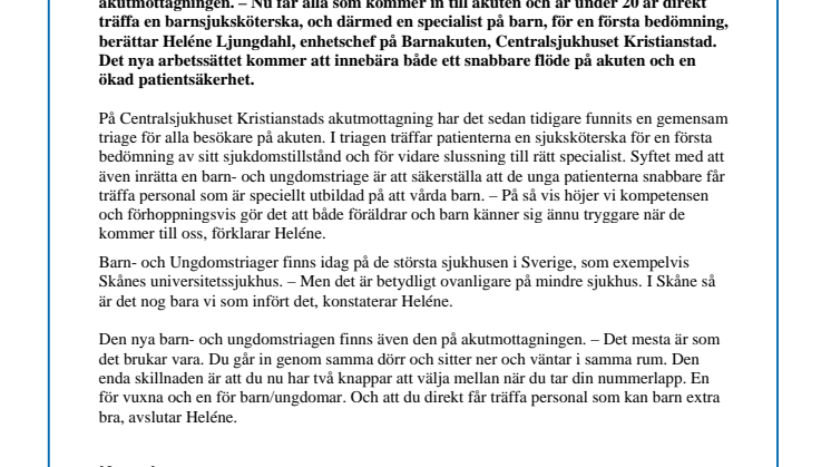 Nytt barn- och ungdomsfokus på akuten