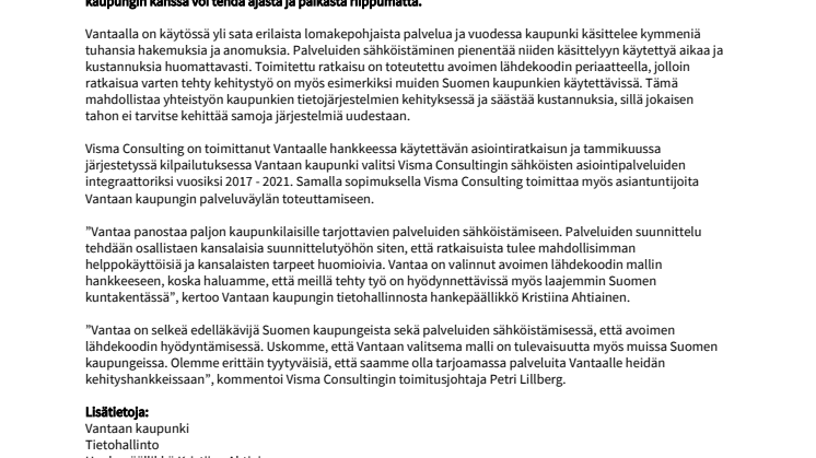 Vantaan kaupunki kehittää sähköistä asiointia avoimen lähdekoodin mallilla