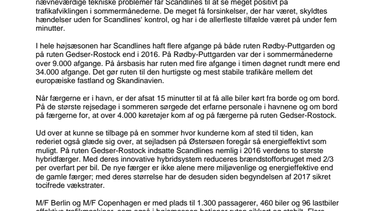 Højsæsonen forløb optimalt hos Scandlines