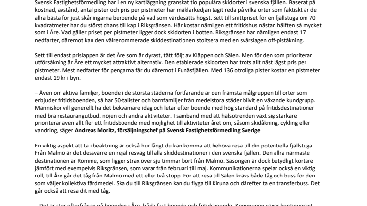 Ny kartläggning från Svensk Fastighetsförmedling: Här borde skåningarna köpa fjällstuga 