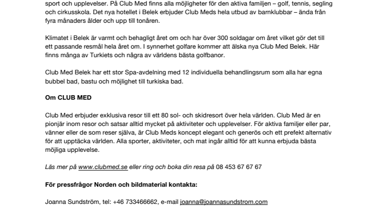 Nu öppnar Club Med i Belek – perfekt semester för familjer och golfare.