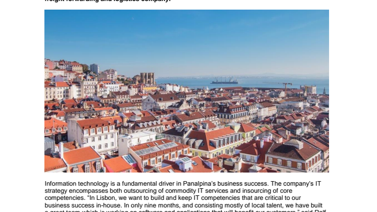 Panalpina’s new IT Center of Excellence in Lisbon to act as business enabler