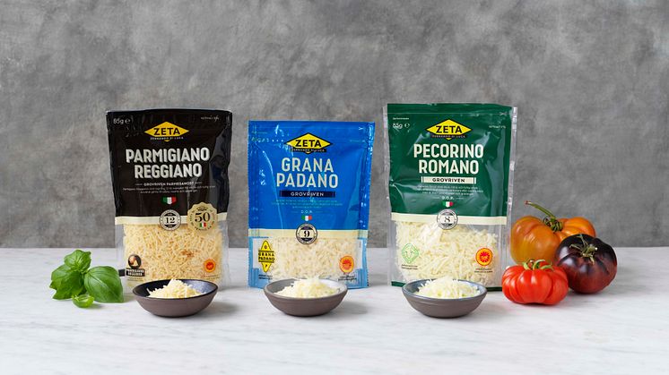 Grovriven italiensk hårdost från Zeta gör matlagandet enklare och godare.