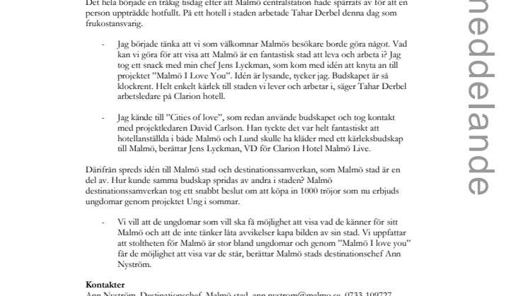 Ungdomar kärleksbombar Malmö i sommar