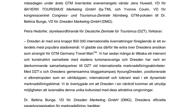 ​Dresden värd för den 44:e GTM 2018