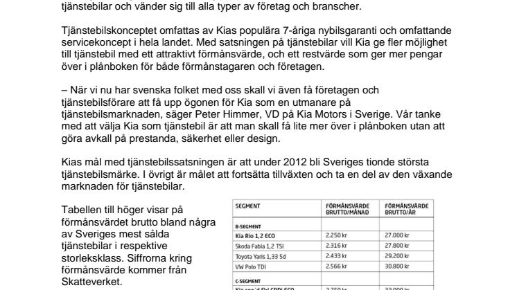 Kia utmanar på tjänstebilsmarknaden 