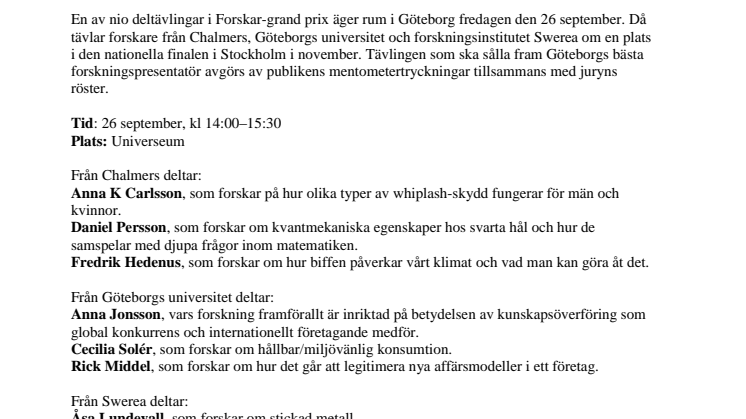 Forskar-grand prix: Tävlar om bästa forskningsföredrag
