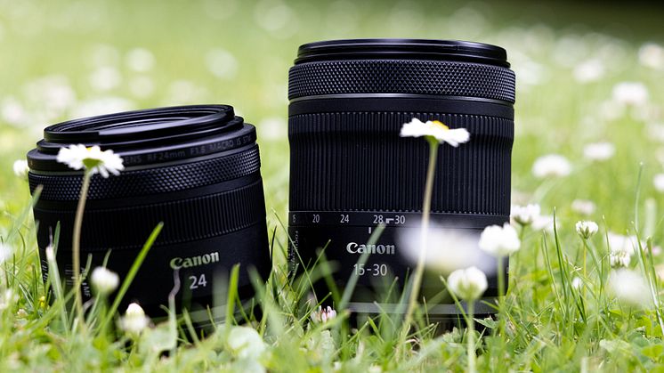 Canonin monipuoliset RF 24mm F1.8 MACRO IS STM- ja RF 15-30mm F4.5-6.3 IS STM- objektiivit tallentavat sekä hämmästyttäviä yksityiskohtia että leveää kuva-alaa. 