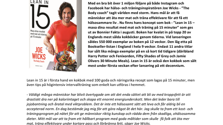 Lean in 15 – en av världens mest sålda kokböcker kommer till Sverige i augusti