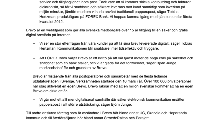 FOREX Bank väljer Brevo för att skicka kontoutdrag och fakturor elektroniskt - stor efterfrågan på att få brev digitalt