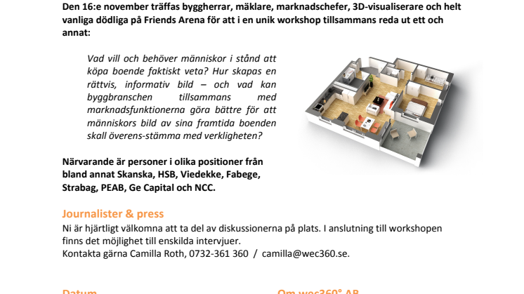 PRESSINBJUDAN - Unik diskussion och workshop på Friends Arena, kring bilden av det framtida boendet