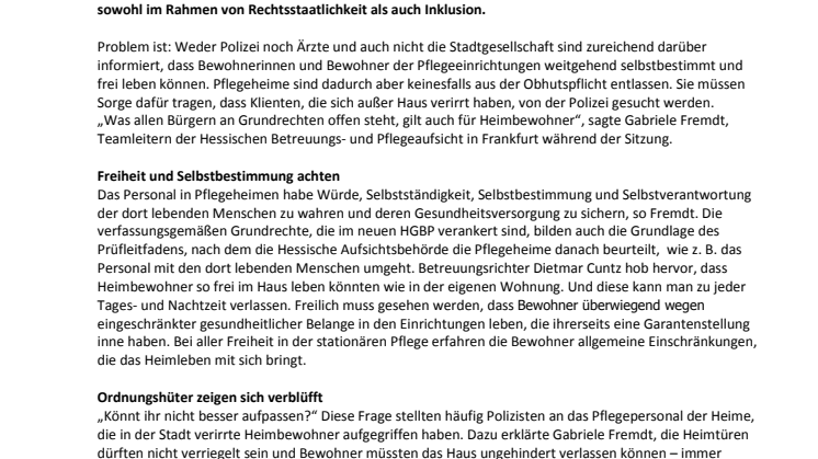 Freiheitsrechte und Selbstbestimmung haben hohen Wert für Menschen mit Pflegebedarf 
