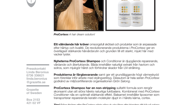 Pressrelease ProCortexx Shampoo och Conditioner